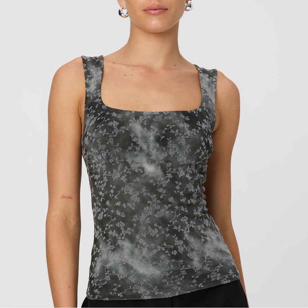 Going Out Top from Glassons with mesh velvet floral designs and tie dye effect